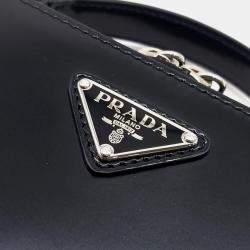 Pre Owned Prada Black Leather Spazzolato Travel Crossbody Bag