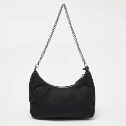 Prada Black Nylon and Leathre Re-Edition 2005 Baguette Bag