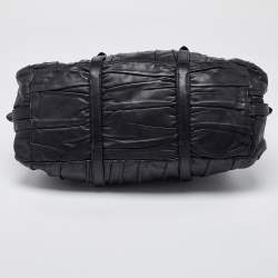 Prada Black Nappa Gaufre Leather Buckle Satchel