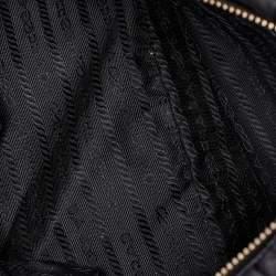 Prada Black Nappa Gaufre Leather Buckle Satchel