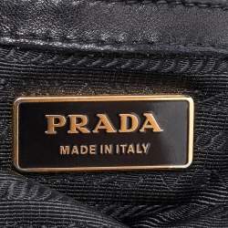 Prada Black Nappa Gaufre Leather Buckle Satchel