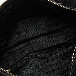 Pre Owned Prada Black Leather Zip Shoulder Bag