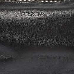 Pre Owned Prada Black Leather Zip Shoulder Bag