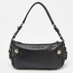 Pre Owned Prada Black Leather Zip Shoulder Bag