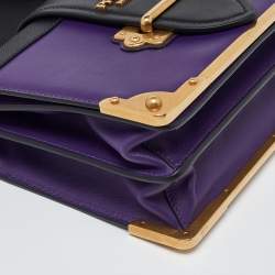 Prada Violet/Black Saffiano Leather Cahier Flap Shoulder Bag