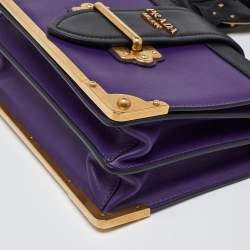 Prada Violet/Black Saffiano Leather Cahier Flap Shoulder Bag