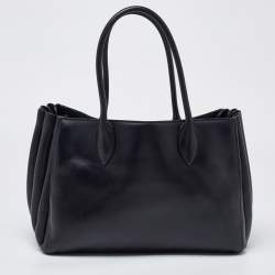 Pre Owned Prada Black Leather City Bibliotheque Tote