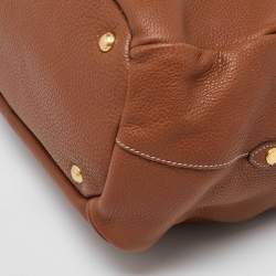 Pre Owned Prada Brown Vitello Daino Leather Sacca 2 Manici Tote