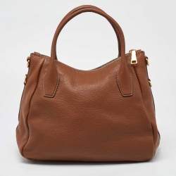 Pre Owned Prada Brown Vitello Daino Leather Sacca 2 Manici Tote