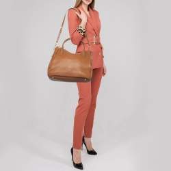 Pre Owned Prada Brown Vitello Daino Leather Sacca 2 Manici Tote
