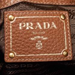 Pre Owned Prada Brown Vitello Daino Leather Sacca 2 Manici Tote