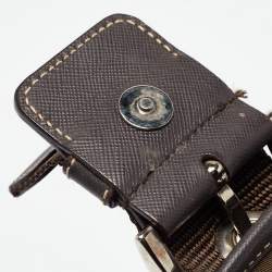 Pre Owned Prada Olive Green Tessuto and Leather Buckle Flap Shoulder Bag