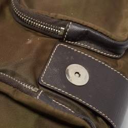 Pre Owned Prada Olive Green Tessuto and Leather Buckle Flap Shoulder Bag