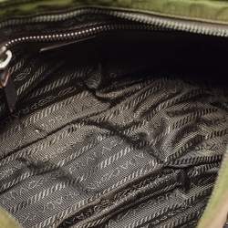 Pre Owned Prada Olive Green Tessuto and Leather Buckle Flap Shoulder Bag