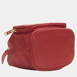 Prada Red Nylon Tessuto Bucket Shoulder Bag