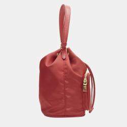 Prada Red Nylon Tessuto Bucket Shoulder Bag