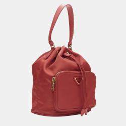 Prada Red Nylon Tessuto Bucket Shoulder Bag