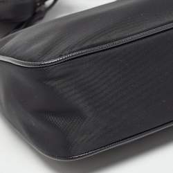 Prada Black Re Nylon and Leather Re-Edition 2005 Baguette Bag