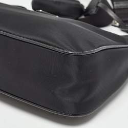 Prada Black Re Nylon and Leather Re-Edition 2005 Baguette Bag