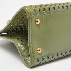 Prada Green Perforated Saffiano Fori Patent Leather Satchel