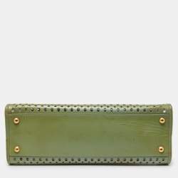 Prada Green Perforated Saffiano Fori Patent Leather Satchel