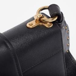 Pre Owned Prada Black Saffiano Lux Leather Cahier Shoulder Bag