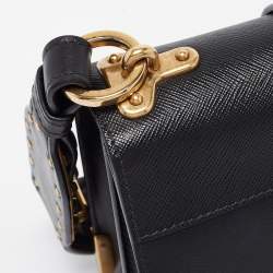 Pre Owned Prada Black Saffiano Lux Leather Cahier Shoulder Bag