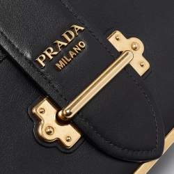 Pre Owned Prada Black Saffiano Lux Leather Cahier Shoulder Bag