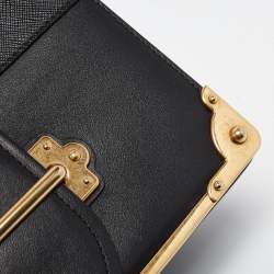 Pre Owned Prada Black Saffiano Lux Leather Cahier Shoulder Bag