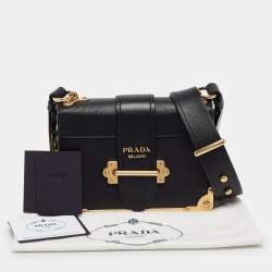 Pre Owned Prada Black Saffiano Lux Leather Cahier Shoulder Bag