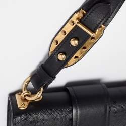 Pre Owned Prada Black Saffiano Lux Leather Cahier Shoulder Bag