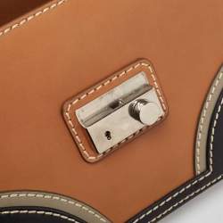 Pre Owned Prada Tricolor Vitello Leather Sound Flap Top Handle Bag