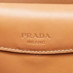 Pre Owned Prada Tricolor Vitello Leather Sound Flap Top Handle Bag