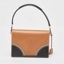 Pre Owned Prada Tricolor Vitello Leather Sound Flap Top Handle Bag