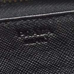 Pre Owned Prada Black Quilted Saffiano Leather Zip Around Wallet