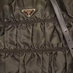 Pre Owned Prada Brown Nylon and Leather Gaufre Hobo