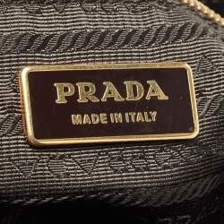 Pre Owned Prada Brown Nylon and Leather Gaufre Hobo