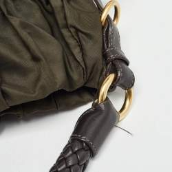 Pre Owned Prada Brown Nylon and Leather Gaufre Hobo