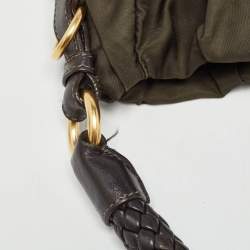 Pre Owned Prada Brown Nylon and Leather Gaufre Hobo