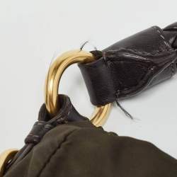 Pre Owned Prada Brown Nylon and Leather Gaufre Hobo