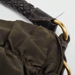 Pre Owned Prada Brown Nylon and Leather Gaufre Hobo