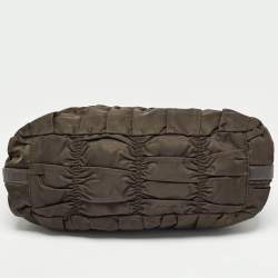 Pre Owned Prada Brown Nylon and Leather Gaufre Hobo