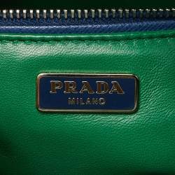 Prada Blue/Green Saffiano Studded/Crystal Embellished Leather Flap Shoulder Bag