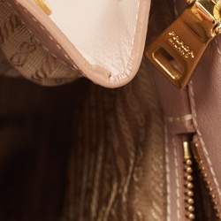 Pre Owned Prada Light Pink Saffiano Lux Leather Large Double Zip Tote
