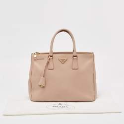 Pre Owned Prada Light Pink Saffiano Lux Leather Large Double Zip Tote