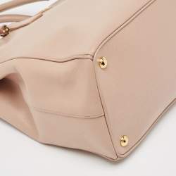 Pre Owned Prada Light Pink Saffiano Lux Leather Large Double Zip Tote