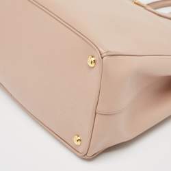 Pre Owned Prada Light Pink Saffiano Lux Leather Large Double Zip Tote
