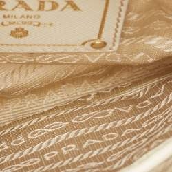 Pre Owned Prada Off White/Gold Nylon and Leather Oro Chain Crossbody Bag