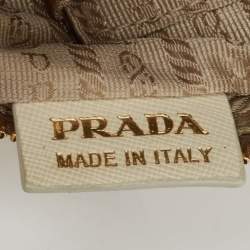 Pre Owned Prada Off White/Gold Nylon and Leather Oro Chain Crossbody Bag