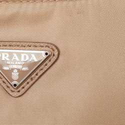 Pre Owned Prada Beige Nylon and Leather Re-Edition 2005 Baguette Bag
